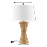 Laura 27" Coastal Designer Iron/Rattan Wicker LED Table Lamp Set 2