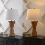 Laura 27" Coastal Designer Iron/Rattan Wicker LED Table Lamp Set 2