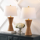 Laura 27" Coastal Designer Iron/Rattan Wicker LED Table Lamp Set 2