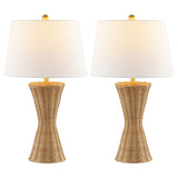 Laura 27" Coastal Designer Iron/Rattan Wicker LED Table Lamp Set 2