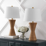 Laura 27" Coastal Designer Iron/Rattan Wicker LED Table Lamp Set 2