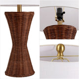 Laura 27" Coastal Designer Iron/Rattan Wicker LED Table Lamp Set 2