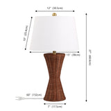 Laura 27" Coastal Designer Iron/Rattan Wicker LED Table Lamp Set 2