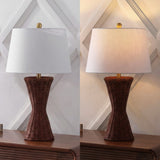 Laura 27" Coastal Designer Iron/Rattan Wicker LED Table Lamp Set 2