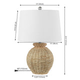 Nora 22" Rustic Coastal Rattan Globe LED Table Lamps - JONATHAN Y