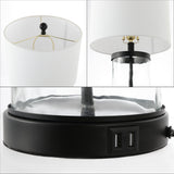 Alexander 21" Modern Designer Iron/Water Glass LED Table Lamp with USB Charging Port Set 2