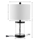 Alexander 21" Modern Designer Iron/Water Glass LED Table Lamp with USB Charging Port Set 2