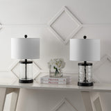 Alexander 21" Modern Designer Iron/Water Glass LED Table Lamp with USB Charging Port Set 2