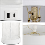Alexander 21" Modern Designer Iron/Water Glass LED Table Lamp with USB Charging Port Set 2