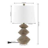 Laken Minimalist Coastal Resin/Iron 3-Stack Cairn LED Table Lamp - JONATHAN Y
