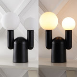 Leif 19" 2-Light Modern Mid-Century Resin/Iron/Frosted Glass Nordic Cactus LED Table Lamp - JONATHAN Y