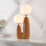 Oda 17.75" 2-Light Modern Bohemian Resin/Iron/Frosted Glass Danish Cactus LED Table Lamp - JONATHAN Y