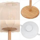 Maryna 59.5 in. Minimalist Modern Teahouse Wood with Ribbed Cocoon Pumpkin Shade LED Floor Lamp