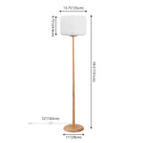 Maryna 59.5 in. Minimalist Modern Teahouse Wood with Ribbed Cocoon Pumpkin Shade LED Floor Lamp