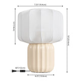 Leola 10 in. Modern Contemporary Ceramic Fluted Mini with Ribbed Cocoon Pumpkin Shade LED Table Lamp