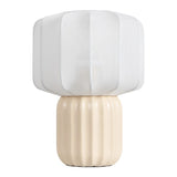 Leola 10 in. Modern Contemporary Ceramic Fluted Mini with Ribbed Cocoon Pumpkin Shade LED Table Lamp