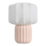 Leola 10 in. Modern Contemporary Ceramic Fluted Mini with Ribbed Cocoon Pumpkin Shade LED Table Lamp