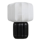 Leola 10 in. Modern Contemporary Ceramic Fluted Mini with Ribbed Cocoon Pumpkin Shade LED Table Lamp