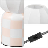Valarie 10.25" Contemporary Modern Checkerboard Ceramic with Ribbed Cocoon Globe Shade LED Mini Table Lamp
