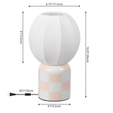 Valarie 10.25" Contemporary Modern Checkerboard Ceramic with Ribbed Cocoon Globe Shade LED Mini Table Lamp