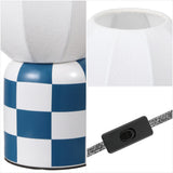 Valarie 10.25" Contemporary Modern Checkerboard Ceramic with Ribbed Cocoon Globe Shade LED Mini Table Lamp