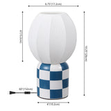 Valarie 10.25" Contemporary Modern Checkerboard Ceramic with Ribbed Cocoon Globe Shade LED Mini Table Lamp