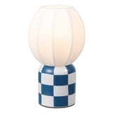 Valarie 10.25" Contemporary Modern Checkerboard Ceramic with Ribbed Cocoon Globe Shade LED Mini Table Lamp