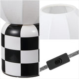 Valarie 10.25" Contemporary Modern Checkerboard Ceramic with Ribbed Cocoon Globe Shade LED Mini Table Lamp