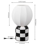 Valarie 10.25" Contemporary Modern Checkerboard Ceramic with Ribbed Cocoon Globe Shade LED Mini Table Lamp