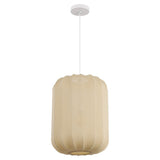 Aurelia 13.75" 1-Light Scandinavian Japandi Adjustable Lantern Metal with Ribbed Cocoon Capsule Shade LED Pendant