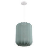Aurelia 13.75" 1-Light Scandinavian Japandi Adjustable Lantern Metal with Ribbed Cocoon Capsule Shade LED Pendant