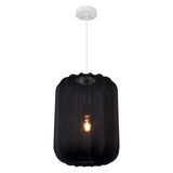 Aurelia 13.75" 1-Light Scandinavian Japandi Adjustable Lantern Metal with Ribbed Cocoon Capsule Shade LED Pendant