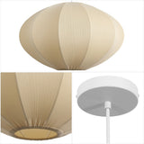 Kira 18.38" 1-Light Scandinavian Japandi Adjustable Lantern Metal with Ribbed Cocoon UFO Saucer Shade LED Pendant