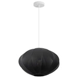Kira 18.38" 1-Light Scandinavian Japandi Adjustable Lantern Metal with Ribbed Cocoon UFO Saucer Shade LED Pendant