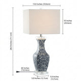 May 28" Ceramic/Crystal LED Table Lamp Blue/White – DIM