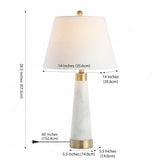 Travis 26.5" Marble/Iron Gold Modern Column LED Table Lamp Set 2 White – DIM