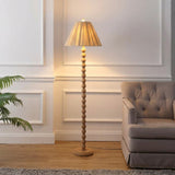 Wren 61.5" Modern Rustic Bobbin Pleated Paper Shade/Resin LED Floor Lamp Brown Wood Finish/Light Brown – MAIN-ROOM