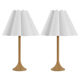 Abel 25.5" Modern Coastal Pleated Shade Faux Wood Column LED Table Lamp