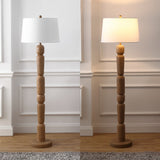 Rustara 61.5" Cottage Farmhouse Turned Resin/Iron LED Floor Lamp
