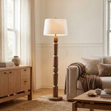 Rustara 61.5" Cottage Farmhouse Turned Resin/Iron LED Floor Lamp