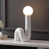 Katya 18" Scandinavian Minimalist Ceramic Spiral Tube LED Table Lamp - JONATHAN Y