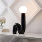 Katya 18" Scandinavian Minimalist Ceramic Spiral Tube LED Table Lamp - JONATHAN Y