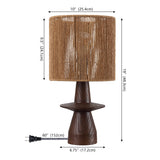 Rickie 19" Bohemian Coastal Sculptural Resin with Hand-Woven Paper Rope Drum Shade LED Table Lamp