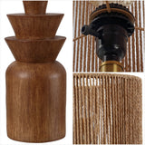Anderson 22" Bohemian Coastal Tiered Totem Resin with Hand-Woven Paper Rope Drum Shade LED Table Lamp
