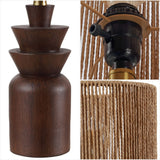 Anderson 22" Bohemian Coastal Tiered Totem Resin with Hand-Woven Paper Rope Drum Shade LED Table Lamp
