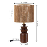 Anderson 22" Bohemian Coastal Tiered Totem Resin with Hand-Woven Paper Rope Drum Shade LED Table Lamp