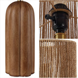 Hazel 24" Bohemian Coastal Fluted Scalloped Cylinder Resin with Hand-Woven Paper Rope Drum Shade LED Table Lamp