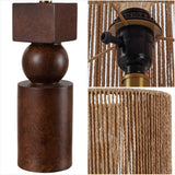 Lilian 24.5" Bohemian Casual Geometric Totem Resin with Hand-Woven Paper Rope Drum Shade LED Table Lamp