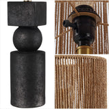 Lilian 24.5" Bohemian Casual Geometric Totem Resin with Hand-Woven Paper Rope Drum Shade LED Table Lamp
