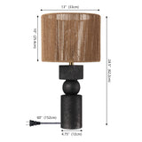 Lilian 24.5" Bohemian Casual Geometric Totem Resin with Hand-Woven Paper Rope Drum Shade LED Table Lamp